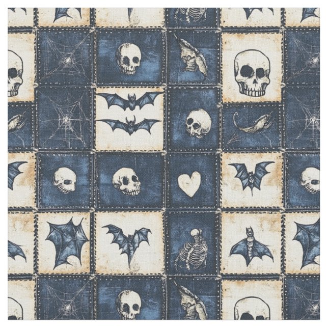 Tecido Padrão de Remendo de Ganga de Halloween Gótico (Detalhe)