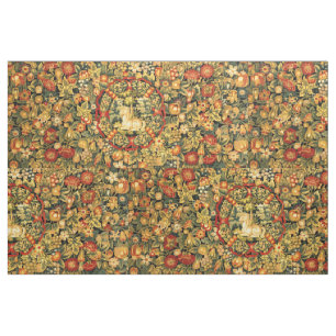 Tecido Padrão de Renascença do Unicórnio entre Frutas e f