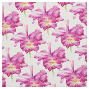Tecido Padrão de repetição de aquarela botânica de orquíd