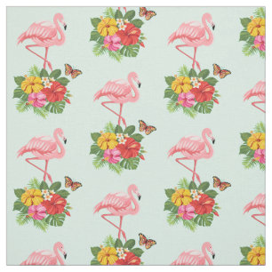 Tecido Padrão de Rico Flamingo e Tropical do Hibiscus Ros