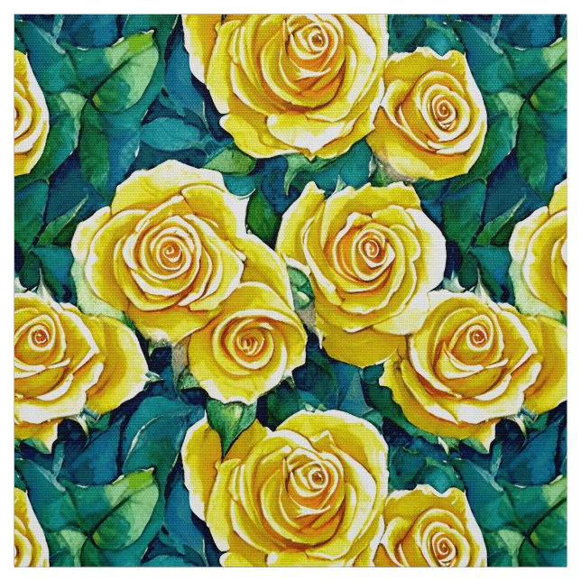 Tecido Padrão de Rosa de Aquarela Amarela (Modelo)