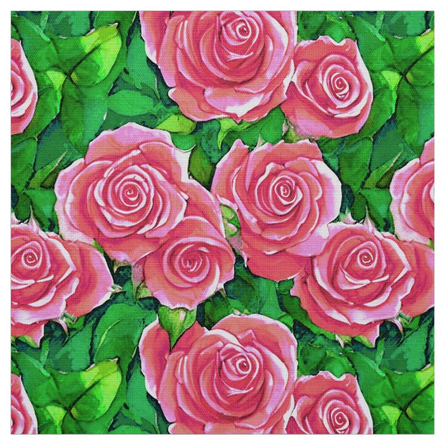 Tecido Padrão de Rosa de Aquarela Rosa (Modelo)