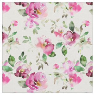 Tecido Padrão de Rosa Selvagem em Aquarela