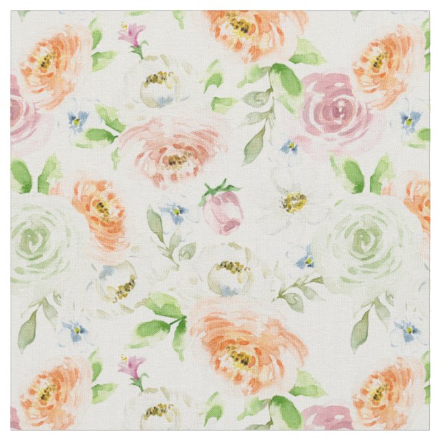 Tecido Padrão de Rosas Românticas Pastel (Detalhe)