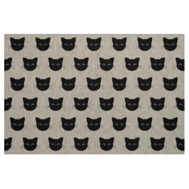Tecido Padrão de rostos de gato preto
