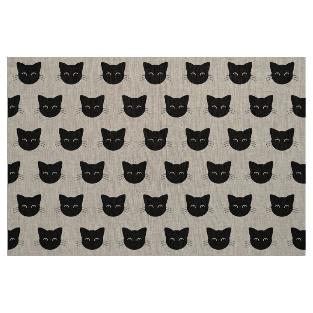Tecido Padrão de rostos de gato preto (Fat Quarter)