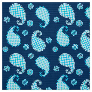 Tecido Padrão de salsa, azul-céu e cobalto