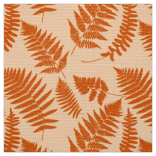 Tecido Padrão de Samambaia da Floresta, Laranja Pastel