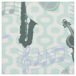 Tecido Padrão de Sax e Violinos