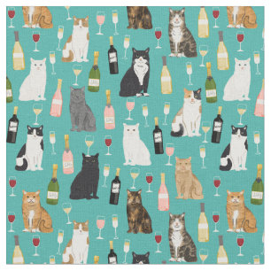 Tecido Padrão de senhora de gatos e gatos