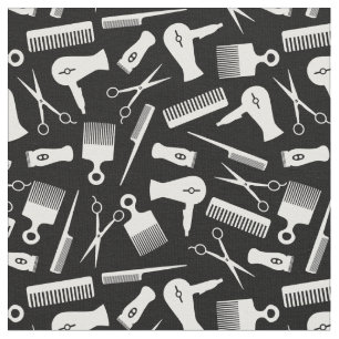 Tecido Padrão de silhueta da ferramenta de cabelo branco