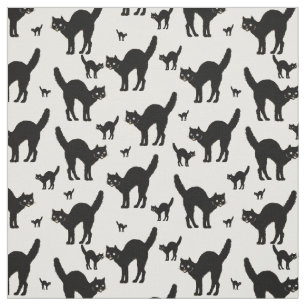 Tecido Padrão de Silhueta de Gato Preto Halloween BG Bra