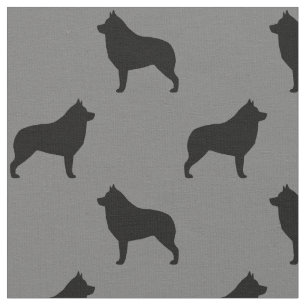 Tecido Padrão de Silhuetas da Raça de Cachorro Schipperke