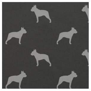Tecido Padrão de Silhuettes de Cachorro de Boston Terrier