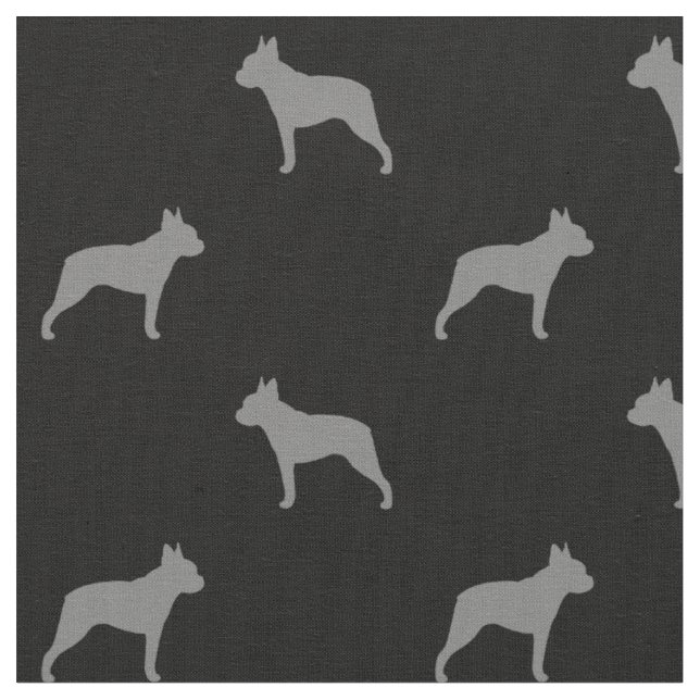 Tecido Padrão de Silhuettes de Cachorro de Boston Terrier (Detalhe)