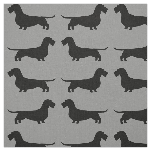 Tecido Padrão de Silhuettes de Cão de Dachshund com Cabel (Modelo)