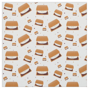 Tecido Padrão De Sorriso Branco Marrom Ilustrado S'more
