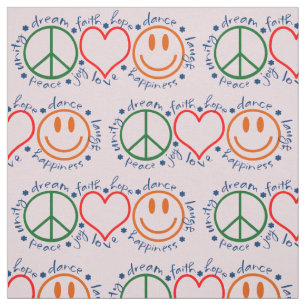 Tecido Padrão de Sorriso de Amor pela Paz