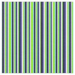 Tecido Padrão de Stripes Azul, Chartreuse, Branco e Preto