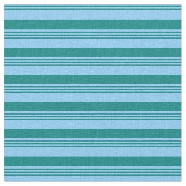 Tecido Padrão de Stripes Azul e Teal do Céu Claro (Detalhe)