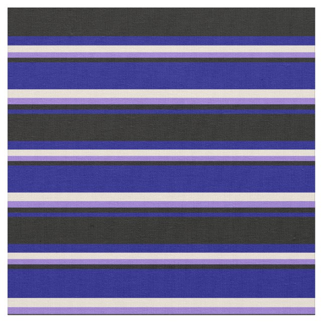 Tecido Padrão de Stripes Azul, Preto, Roxo e Bisque (Detalhe)