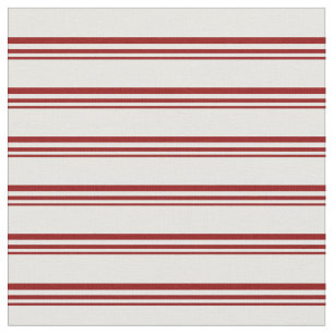 Tecido Padrão de Stripes de Creme Vermelho Escuro e Pinça