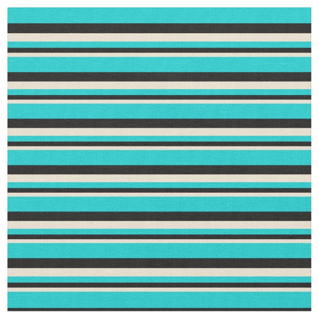 Tecido Padrão de Stripes de Turquesa Negra e Negra (Detalhe)
