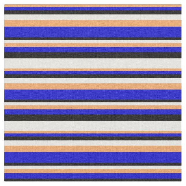 Tecido Padrão de Stripes Marrom, Azul, Preto e Branco (Detalhe)