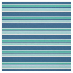 Tecido Padrão de Stripes Verdes do Seafoam Azul Teal