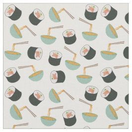 Tecido Padrão de Sushi e Noodles