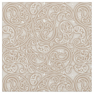 Tecido Padrão de Tan Beige e White Paisley Boteh