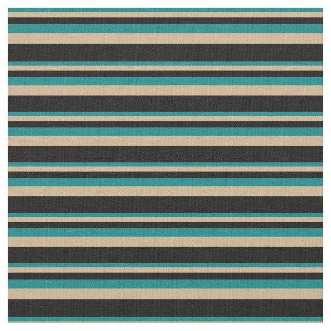 Tecido Padrão de Teal, Tan e Striped Preta (Detalhe)