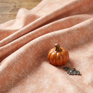 Tecido Padrão de Teia de Aranha de Halloween Laranja Bran