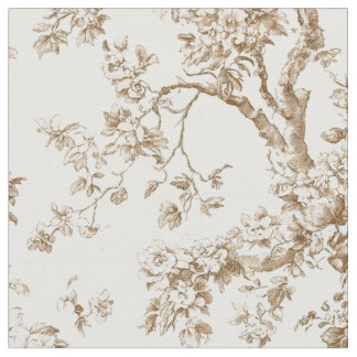 Tecido Padrão de Toile de Galho de Flor Bege