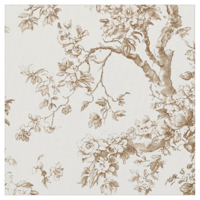 Tecido Padrão de Toile de Galho de Flor Bege (Detalhe)