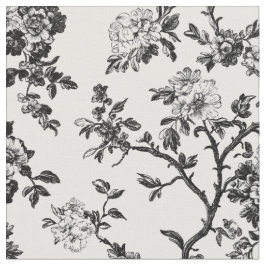 Tecido Padrão de Toile de Galho Floral Preto