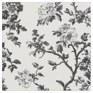 Tecido Padrão de Toile de Galho Floral Preto