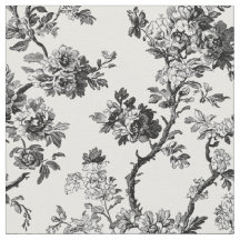 Padrão de Toile Floral Preto Antigo