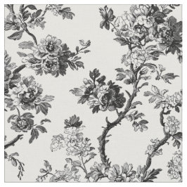 Tecido Padrão de Toile Floral Preto Antigo