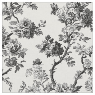 Tecido Padrão de Toile Floral Preto Antigo