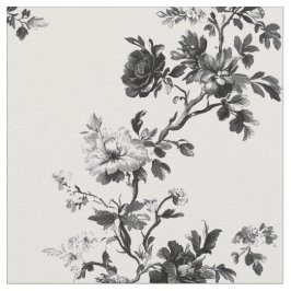 Tecido Padrão de Toile Floral Preto Delicado