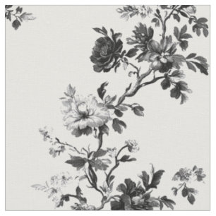 Tecido Padrão de Toile Floral Preto Delicado