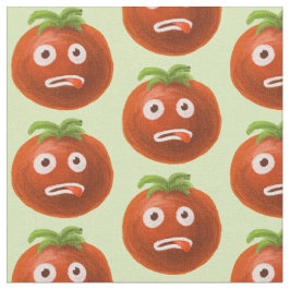 Tecido Padrão de Tomate de Cartoon Engraçado Verde