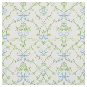 Tecido Padrão de Treliça Floral Verde Azul