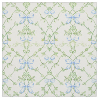 Tecido Padrão de Treliça Floral Verde Azul