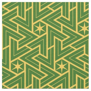 Tecido Padrão de Triângulo Estrela Art Deco - Verde e Dou