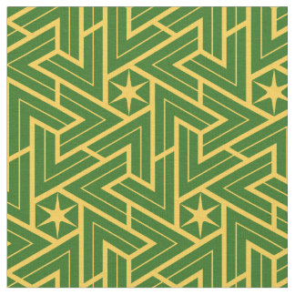 Tecido Padrão de Triângulo Estrela Art Deco - Verde e Dou