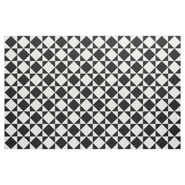 Tecido Padrão de Triângulos Retros Pretos Brancos (Fat Quarter)