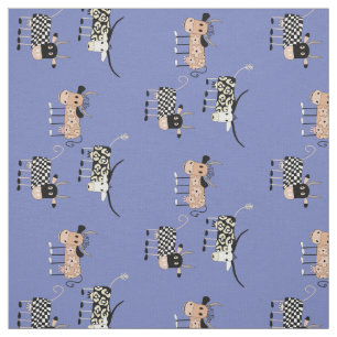 Tecido Padrão de Vaca Whimsical em Azul