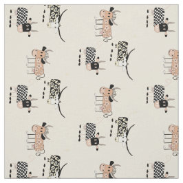 Tecido Padrão de Vaca Whimsical em Beige